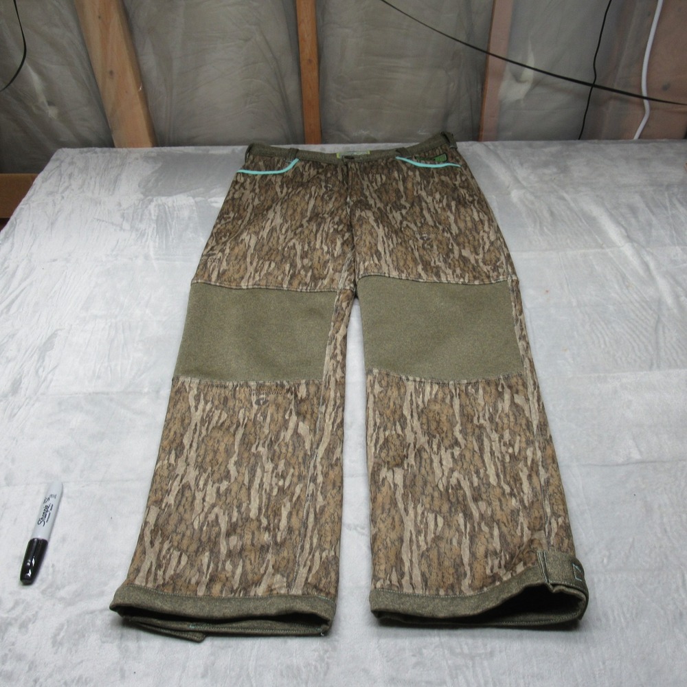 Lady Drake Waterfowl‎ Pants Mens Medium Camo Mossy Oak Fleece Wind Hunting 34x31